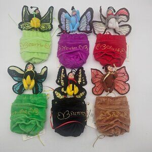 Effanbee Bitsy Butterfly Doll Face Plush Suction Cup Window Hanger Lot of 6